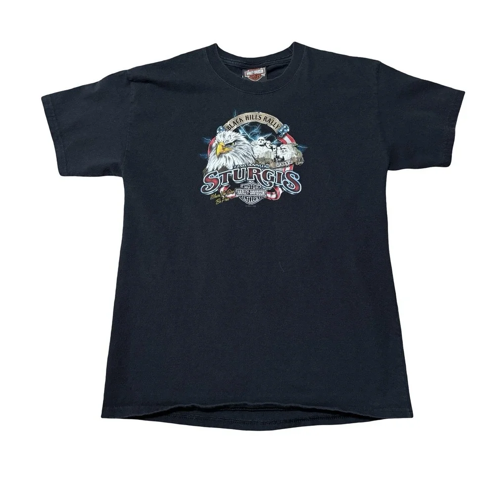 Harley Davidson Youth Boys Black Hills Rally 7nd Annual Sturgis T Shirt Sz Large